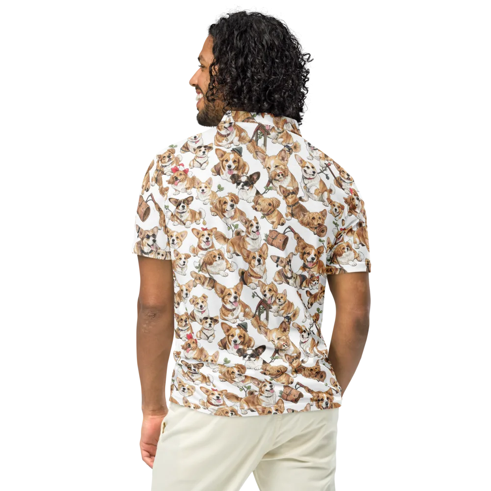 Corgi Country Club on Men's Slim Fit Polo Shirt — Back