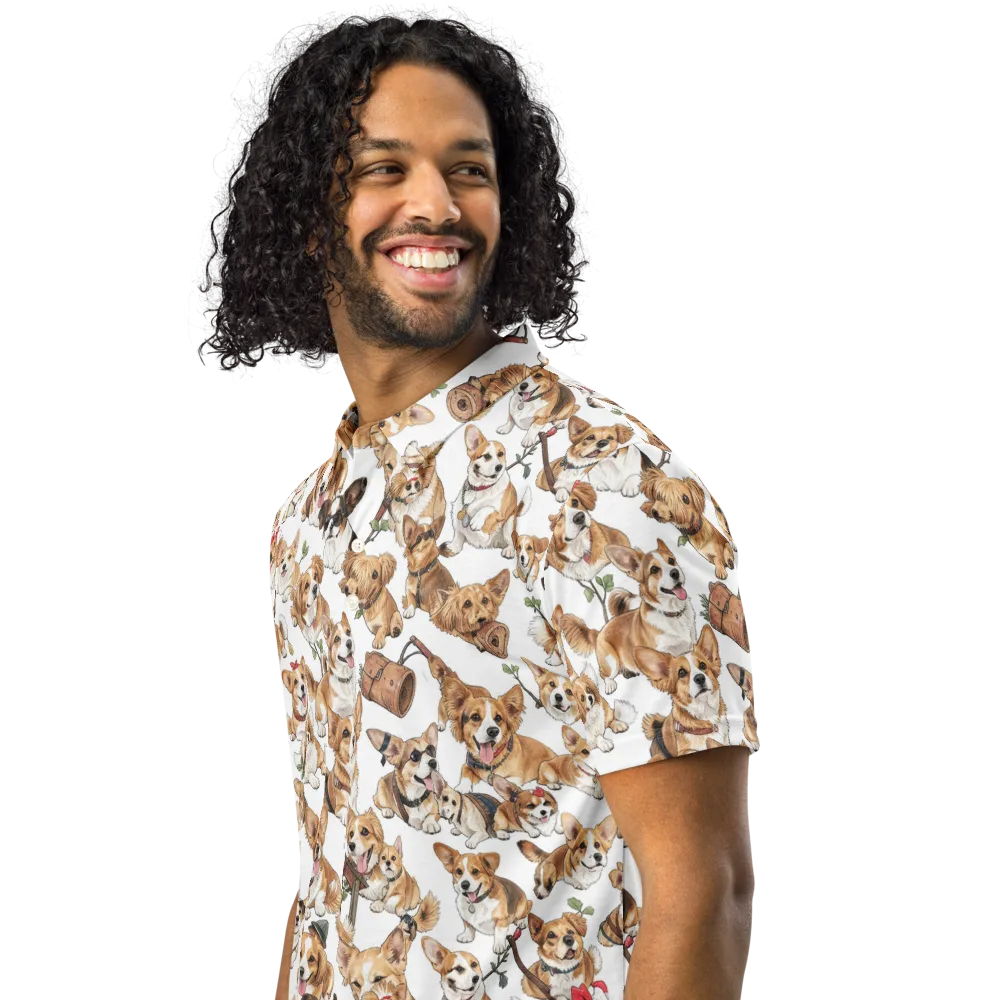 Corgi Country Club on Men's Slim Fit Polo Shirt — Left Front