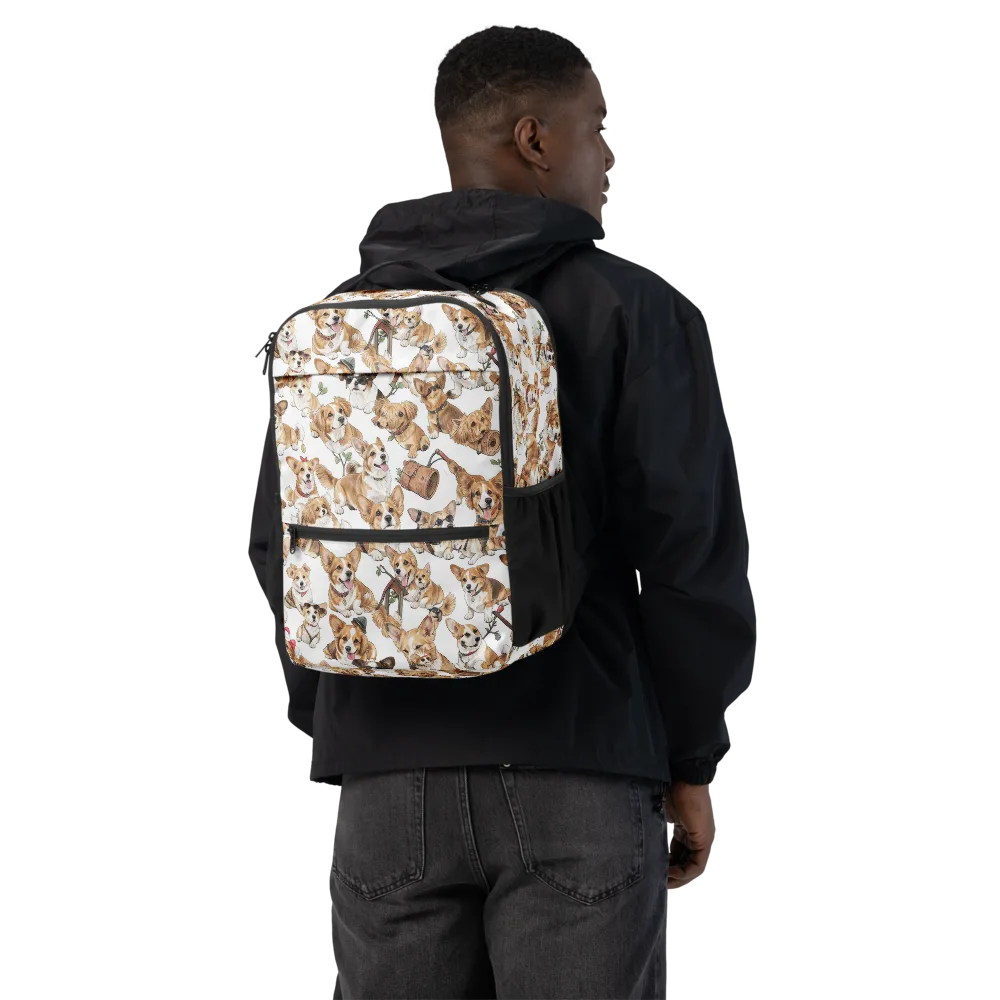 Corgi Country Club on Utility Backpack — Back