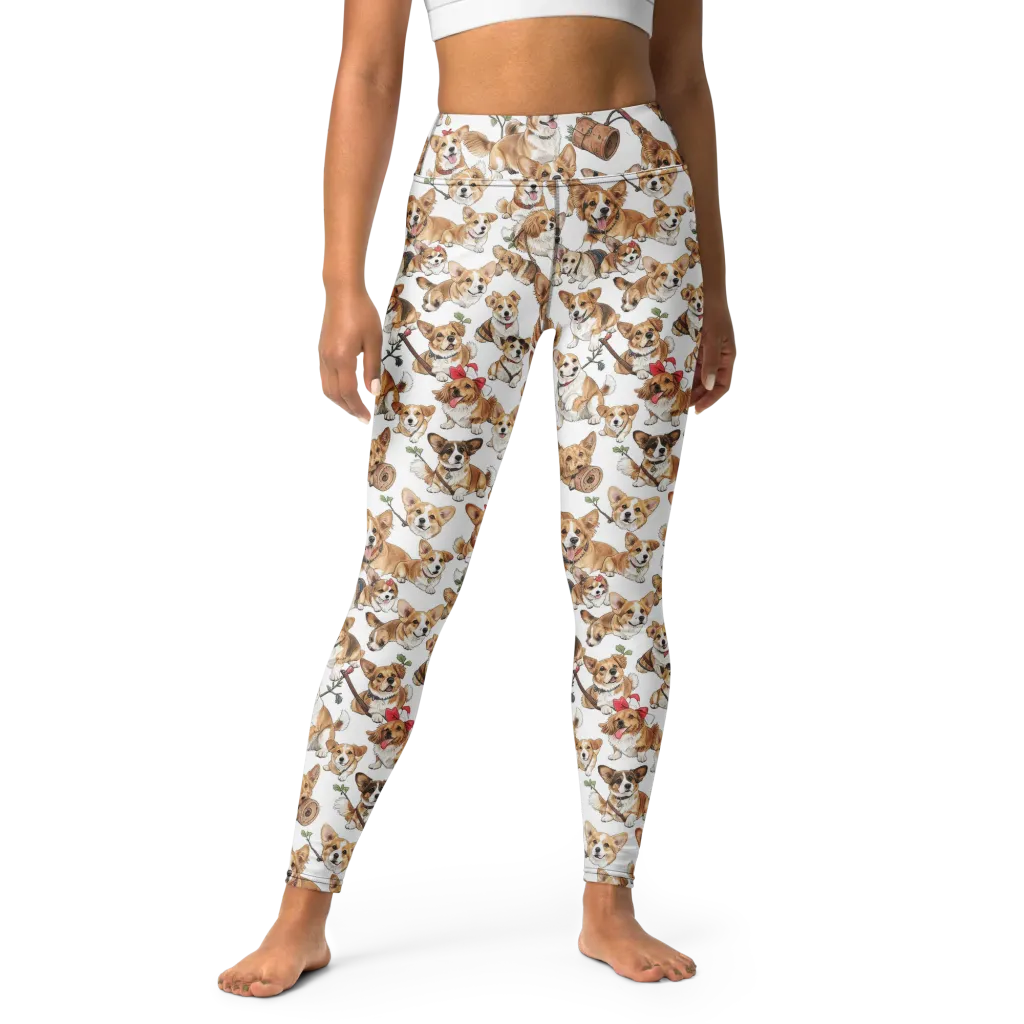 Corgi Country Club on Yoga Leggings — Front