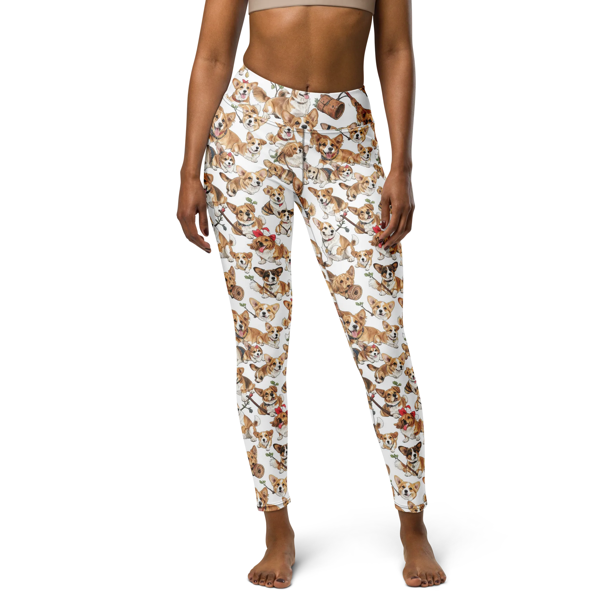 Corgi Country Club on Yoga Leggings — Front