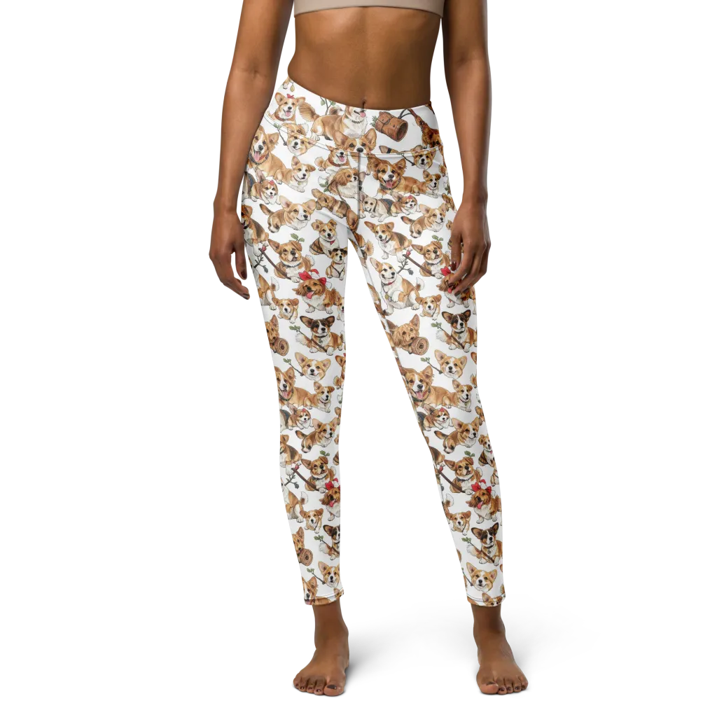 Corgi Country Club on Yoga Leggings — Front