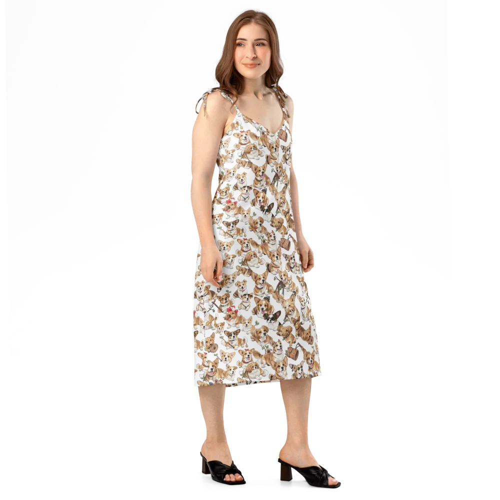 Corgi Country Club on Slip Dress — Right Front