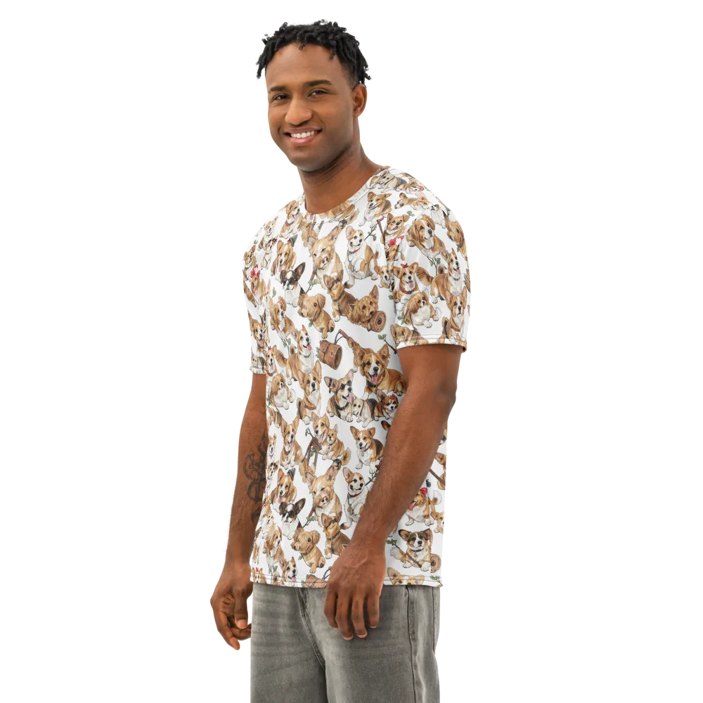 Corgi Country Club on Men's Cotton Crew Neck T-Shirt — Left Front