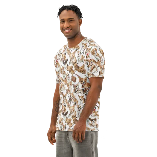 Corgi Country Club on a Men's Cotton Crew Neck T-Shirt