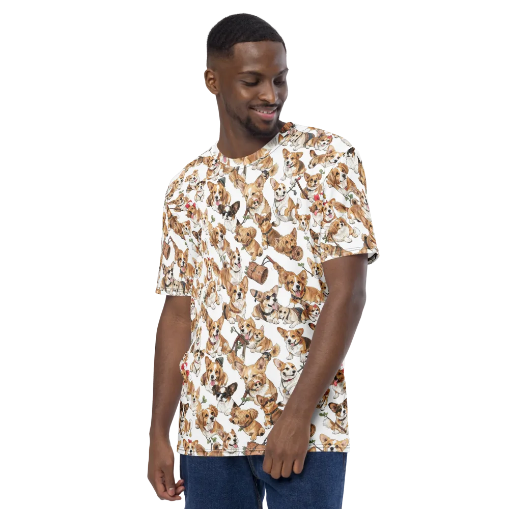 Corgi Country Club on Men's Crew Neck T-Shirt — Left