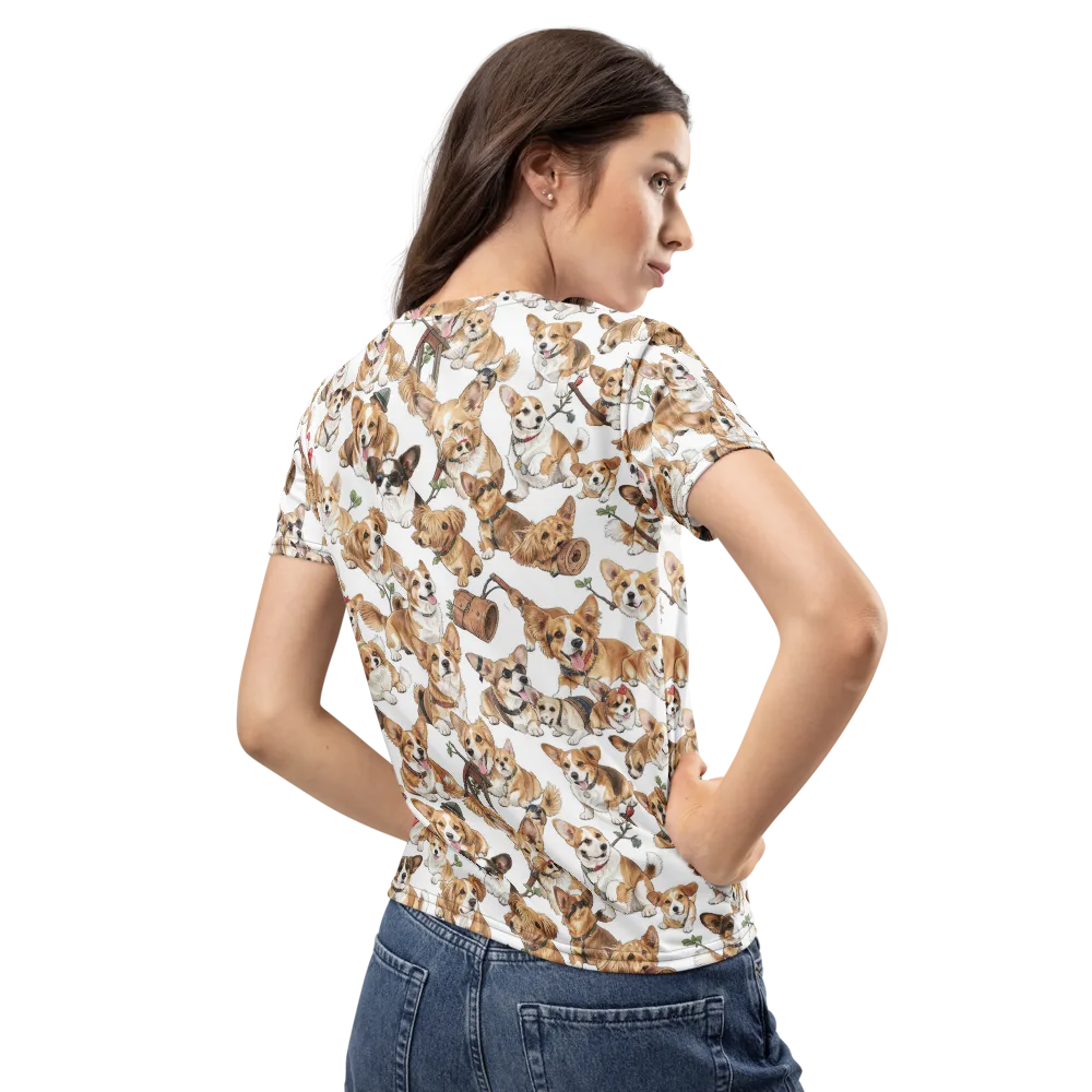 Corgi Country Club on Women's Crew Neck T-Shirt — Back