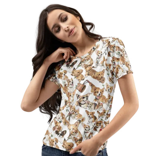Corgi Country Club on a Women's Crew Neck T-Shirt