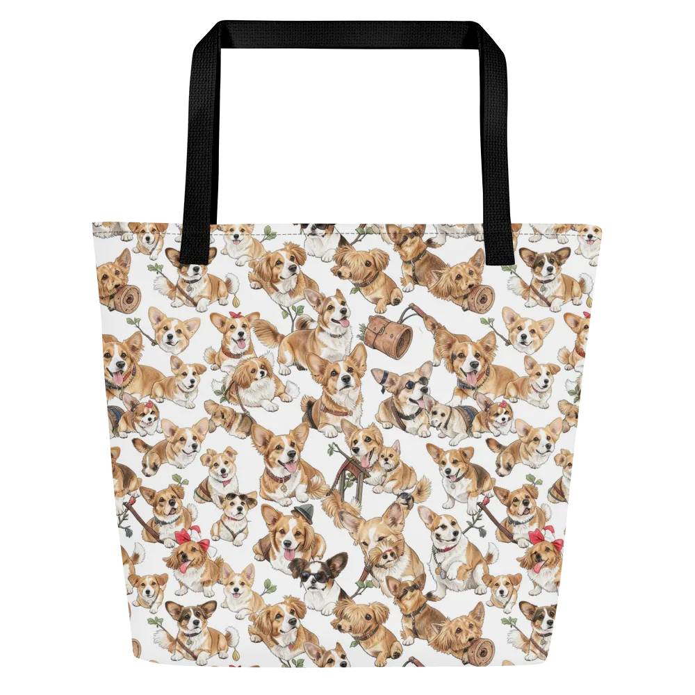Corgi Country Club on Large Tote Bag W/ Pocket — Front