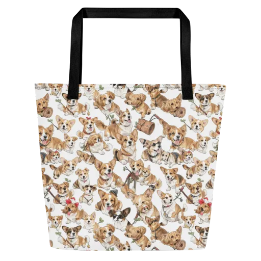 Corgi Country Club on a Large Tote Bag W/ Pocket