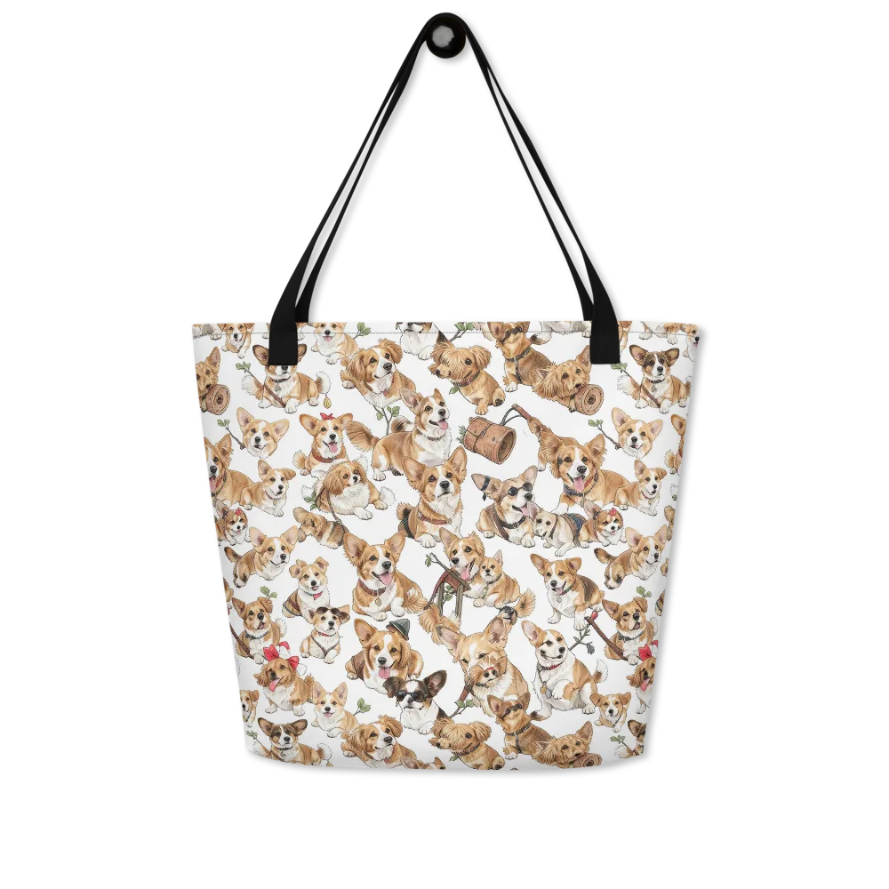 Corgi Country Club on Large Tote Bag W/ Pocket — Front