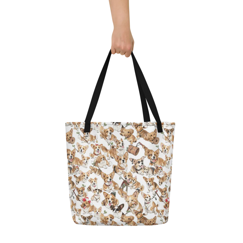 Corgi Country Club on Large Tote Bag W/ Pocket — Front