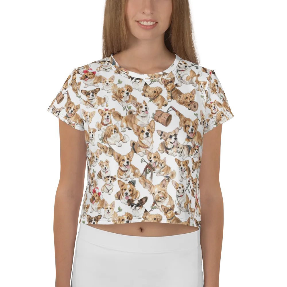 Corgi Country Club on Crop Tee — Front