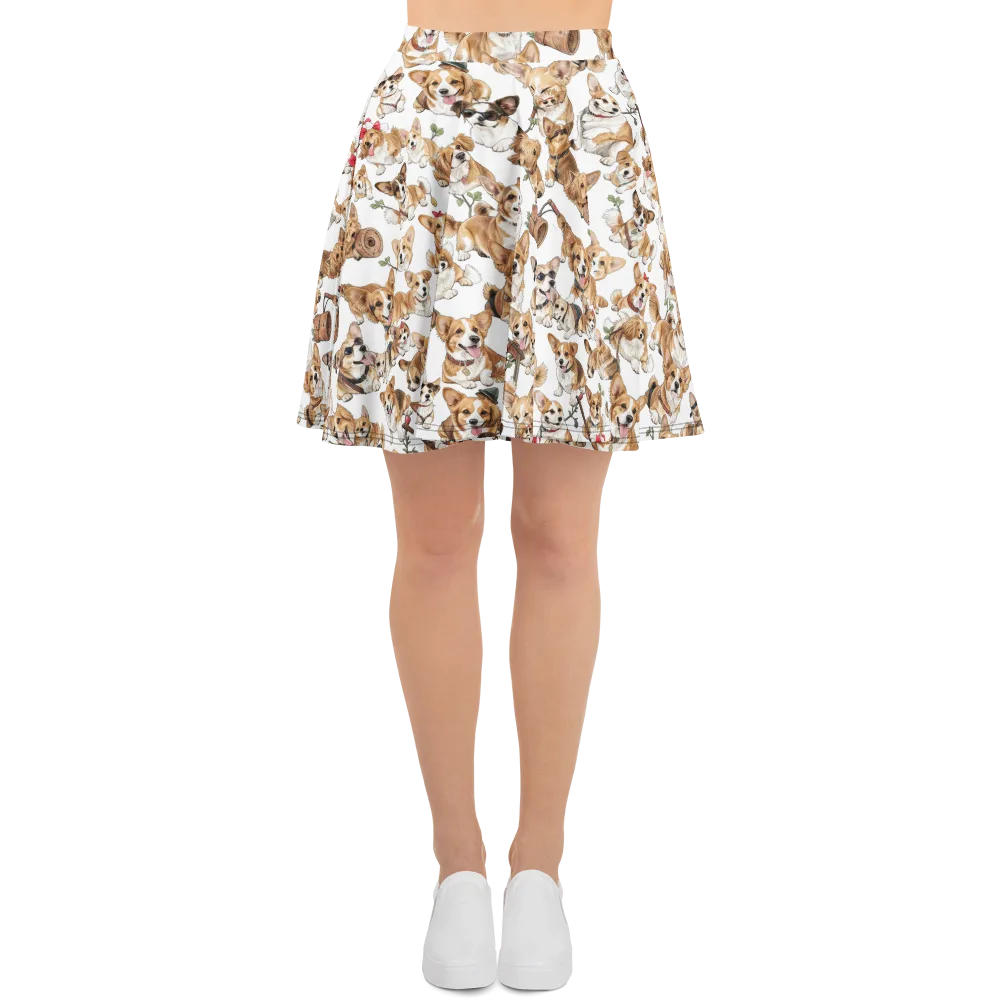 Corgi Country Club on Skater Skirt — Front