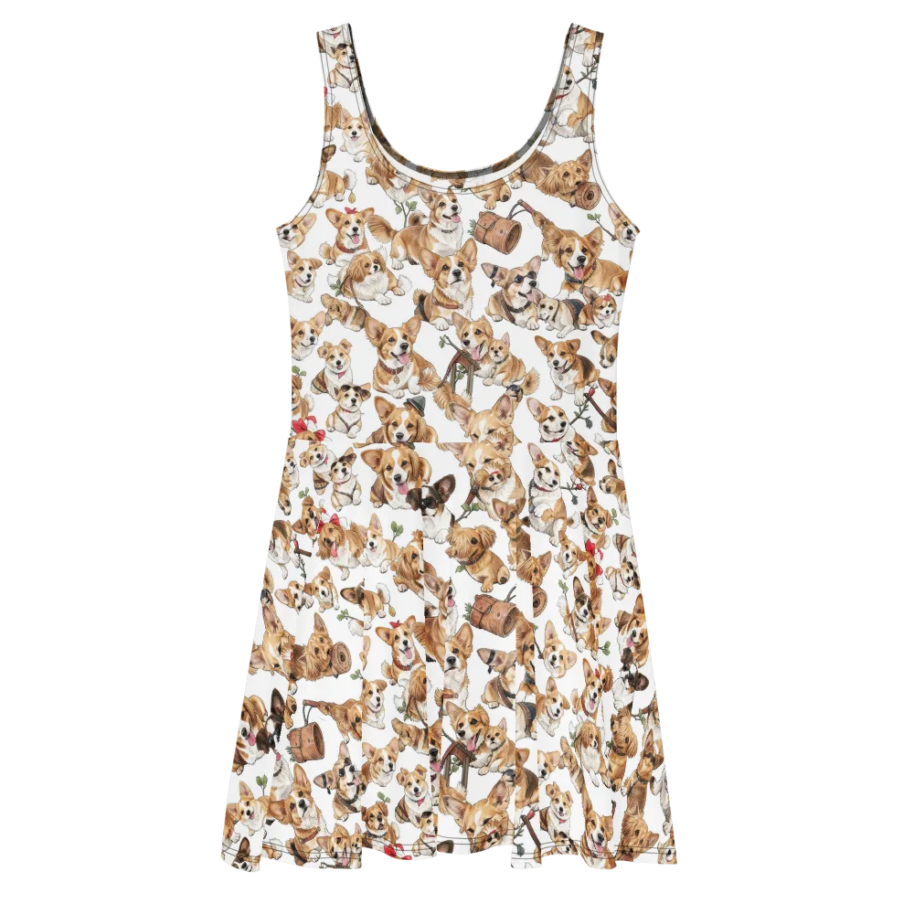 Corgi Country Club on Skater Dress — Front