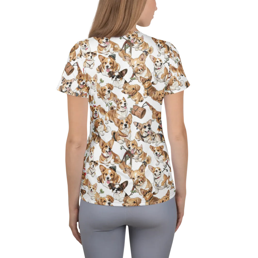 Corgi Country Club on Women's Athletic T-Shirt — Back