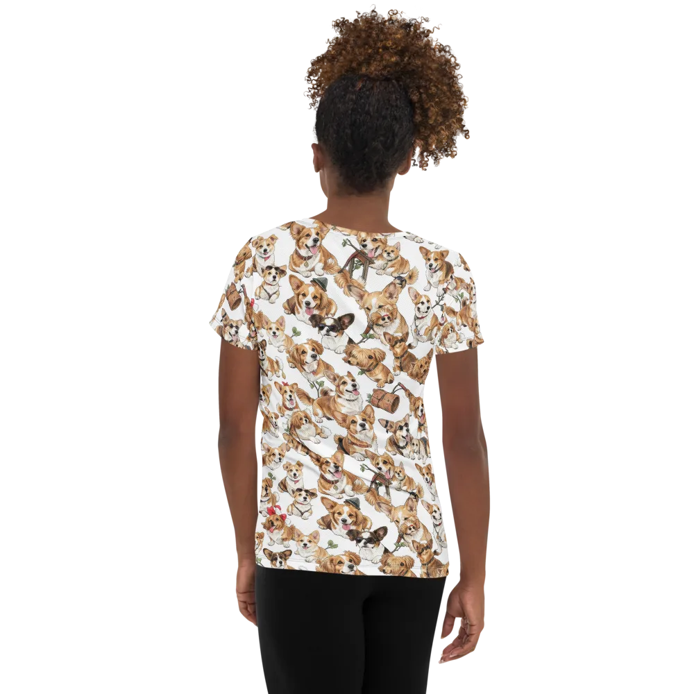 Corgi Country Club on Women's Athletic T-Shirt — Back
