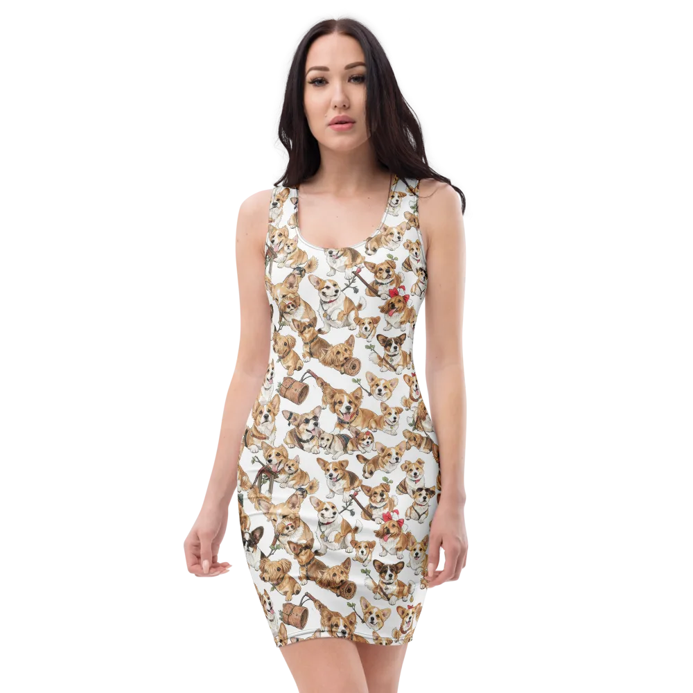Corgi Country Club on Bodycon Dress — Front