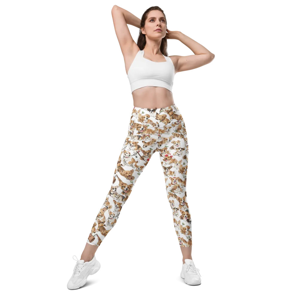 Corgi Country Club on Leggings with Pockets — Front