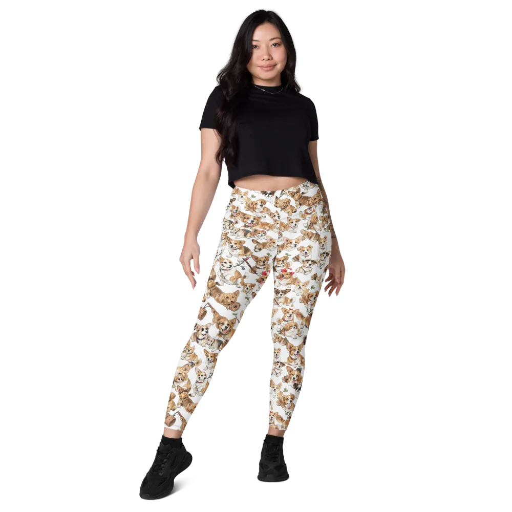 Corgi Country Club on Leggings with Pockets — Front