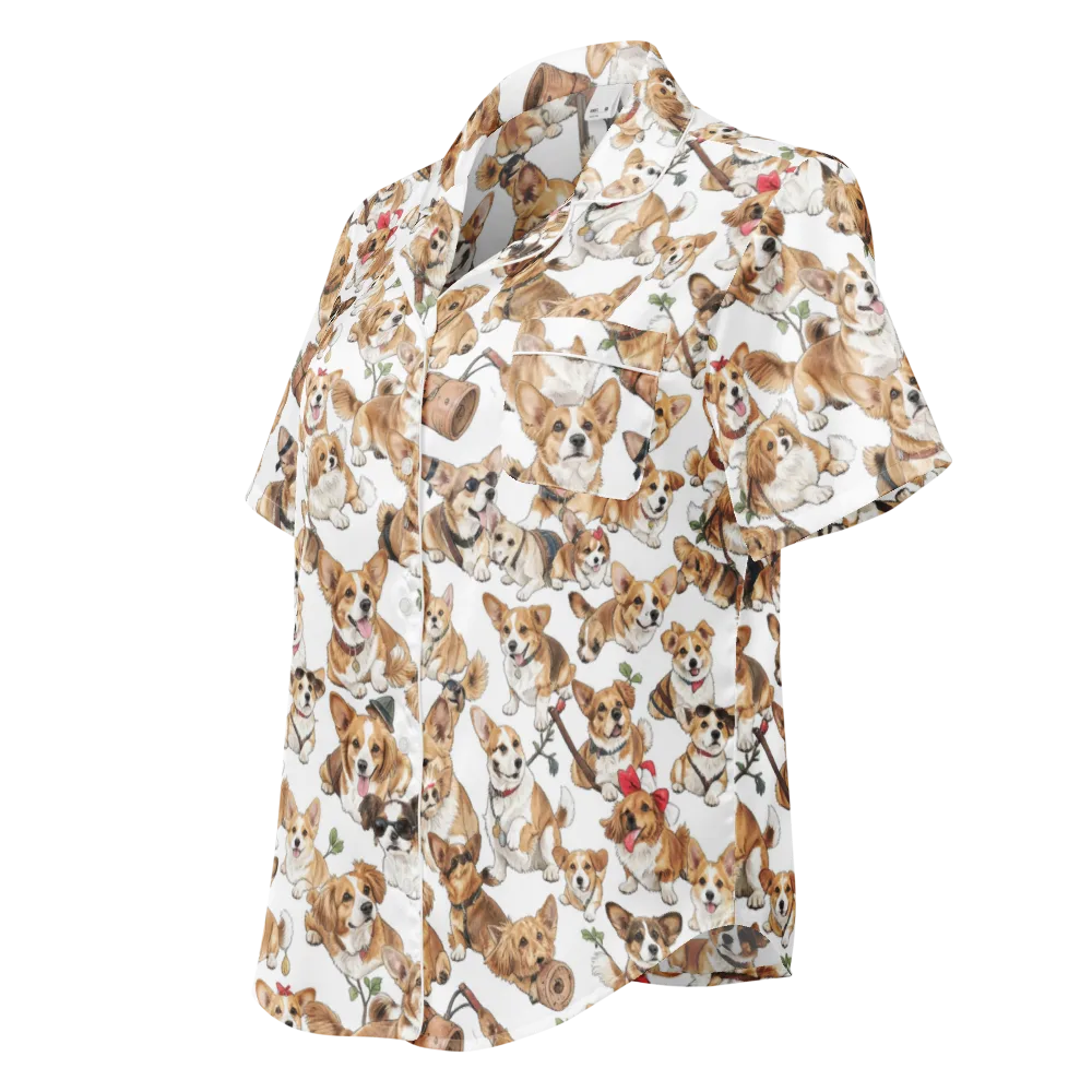 Corgi Country Club on Women's Short Sleeve Pajama Top — Left Front