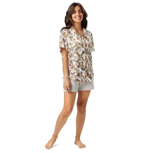 Corgi Country Club on a Women's Short Sleeve Pajama Top