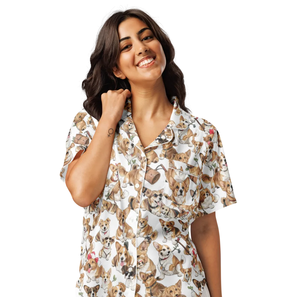 Corgi Country Club on Women's Short Sleeve Pajama Top — Front