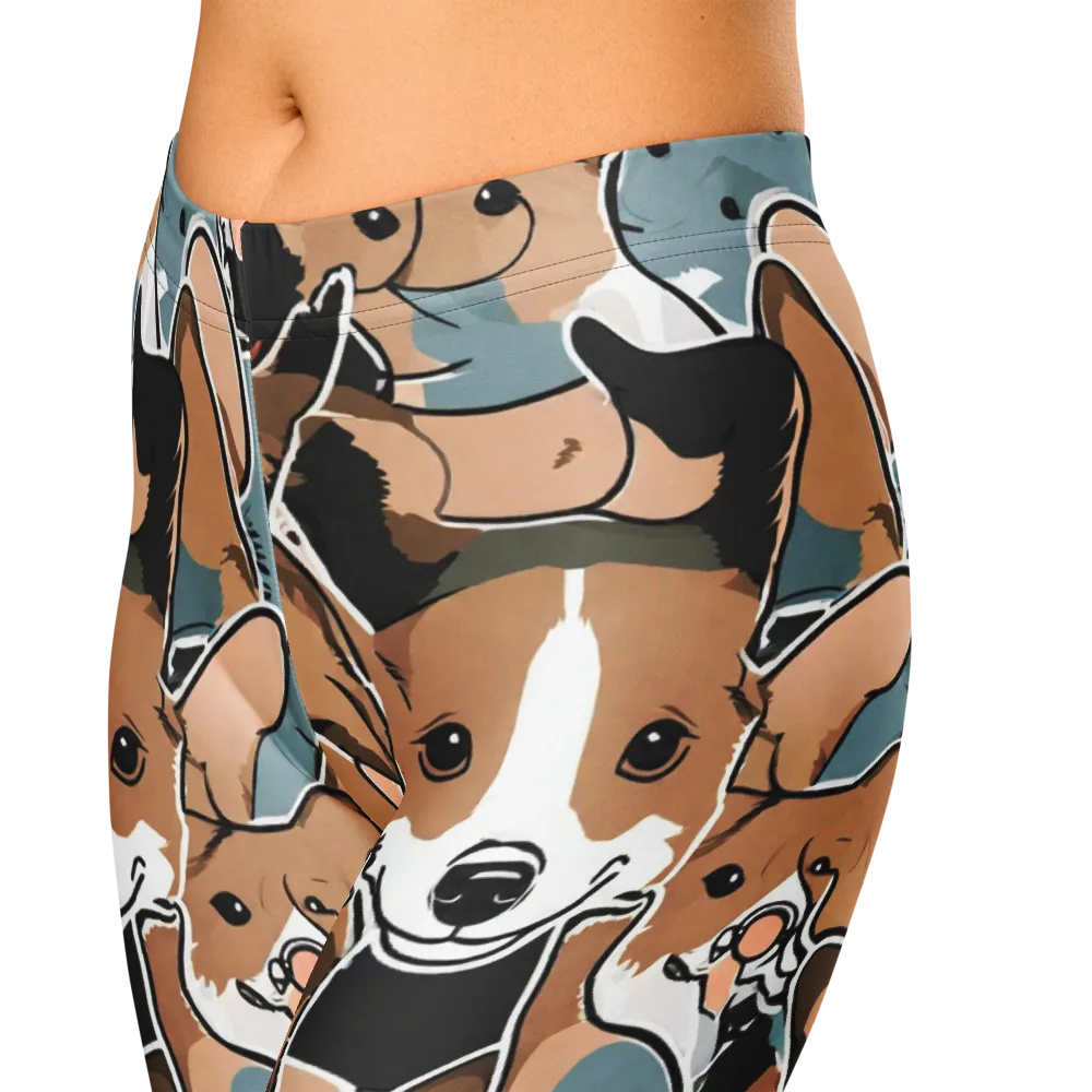 Canine Cabana on Capri Leggings — Zoomed-in