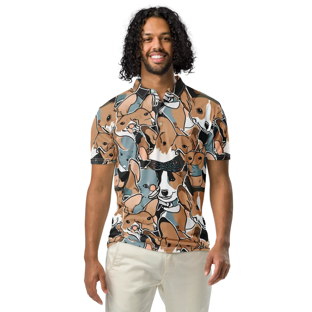 Canine Cabana on Men's Slim Fit Polo Shirt — Front
