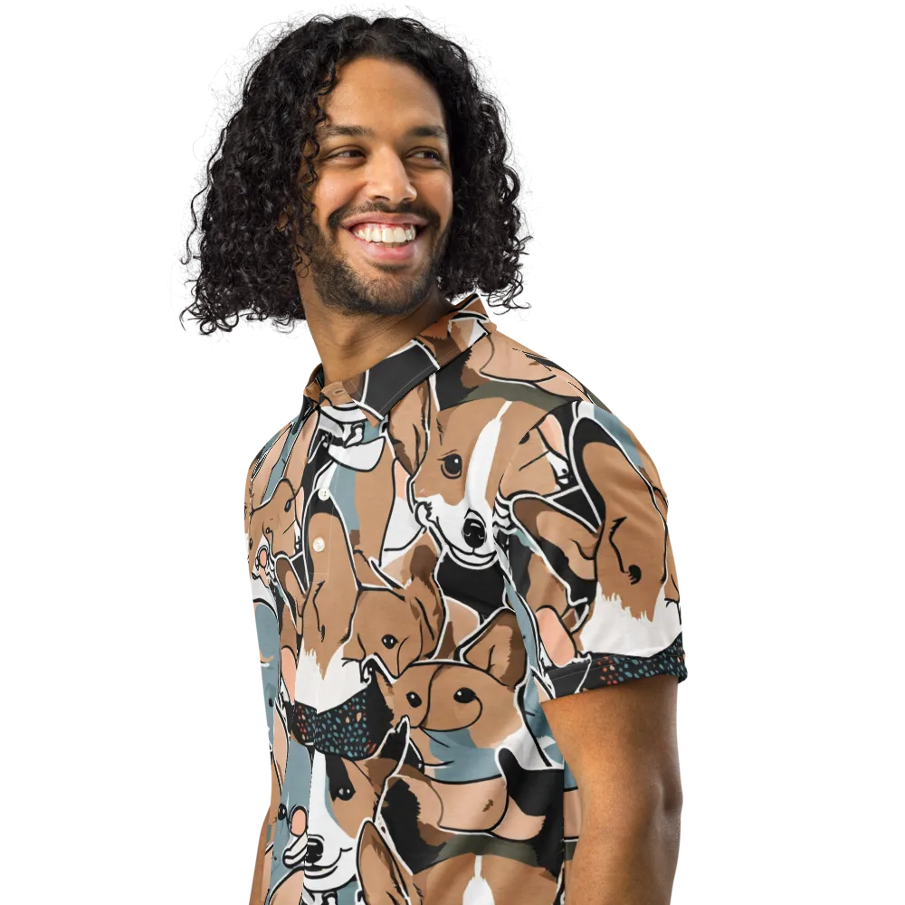 Canine Cabana on Men's Slim Fit Polo Shirt — Left Front