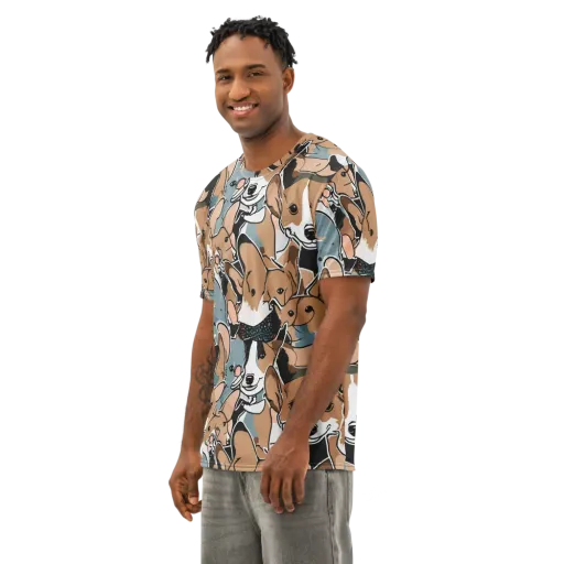 Canine Cabana on a Men's Cotton Crew Neck T-Shirt