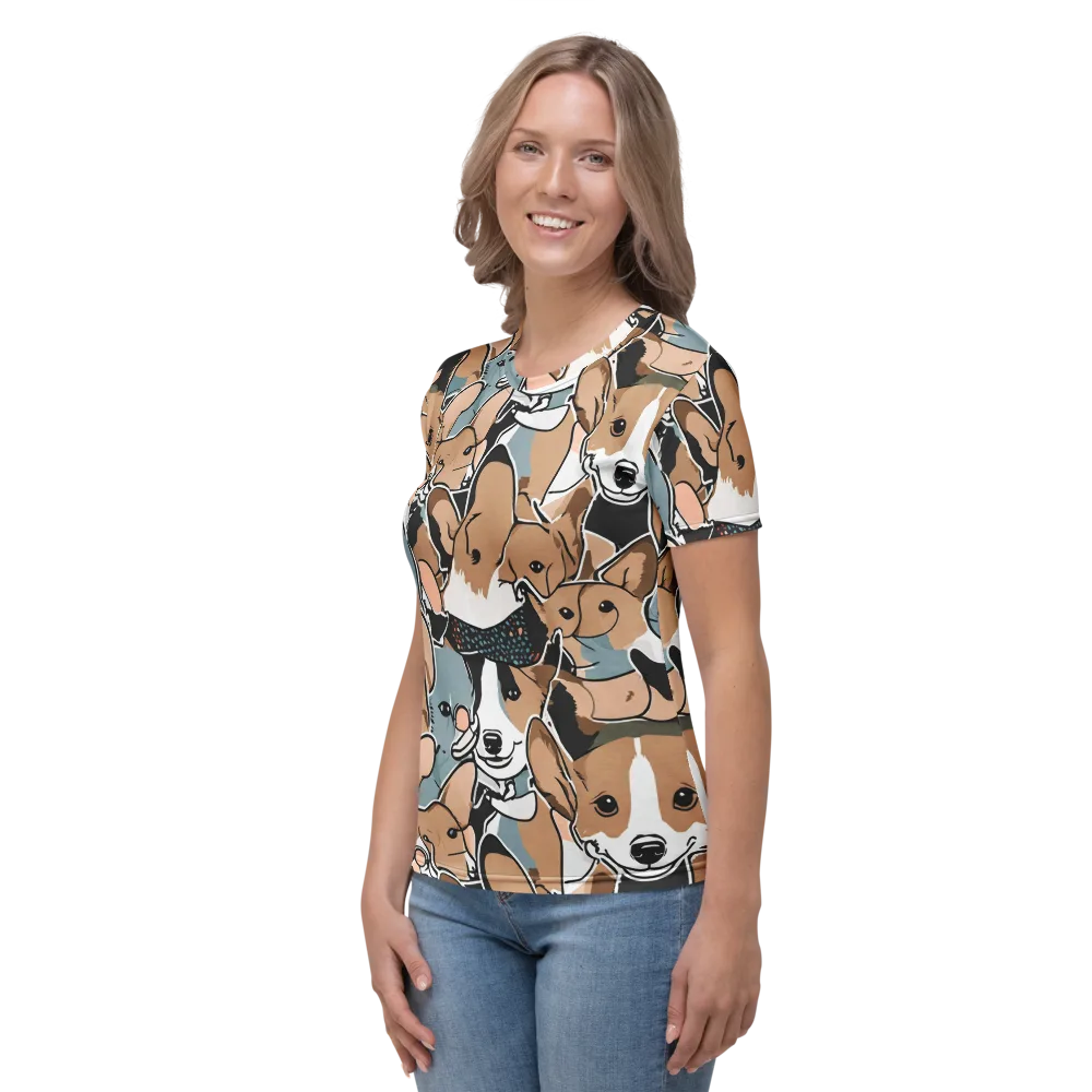 Canine Cabana on Women's Crew Neck T-Shirt — Left