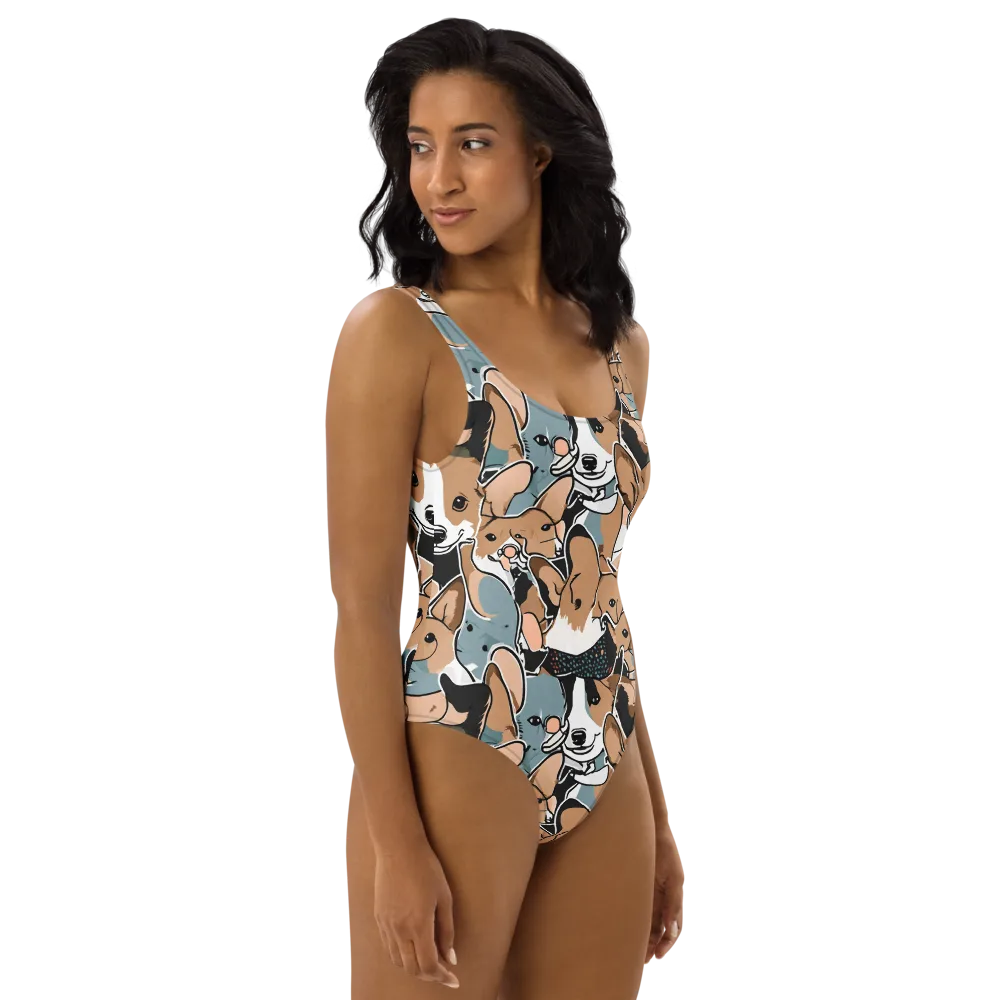 Canine Cabana on One-Piece Swimsuit — Right