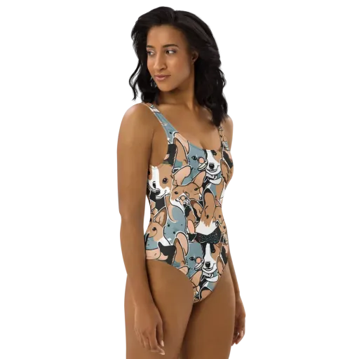 Canine Cabana on a One-Piece Swimsuit