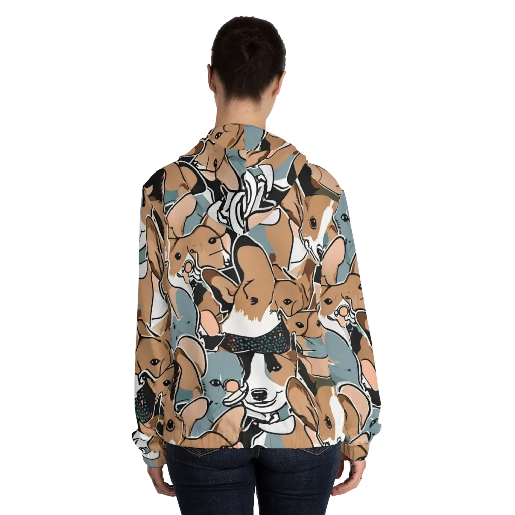 Canine Cabana on Women's Full-Zip Hoodie — Back On Person