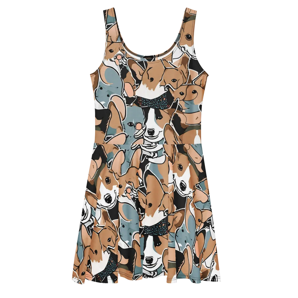 Canine Cabana on Skater Dress — Front