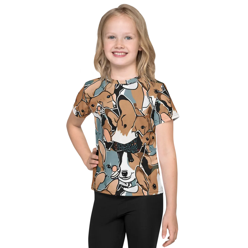 Canine Cabana on Kids Crew Neck T-Shirt — Front