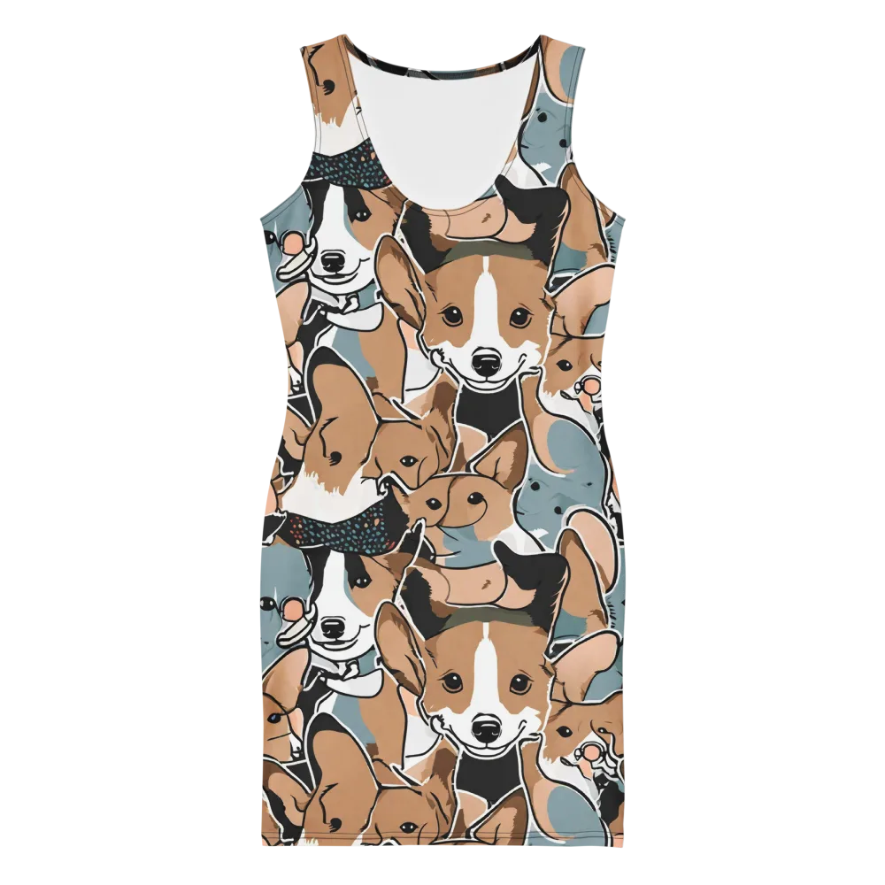 Canine Cabana on Bodycon Dress — Front