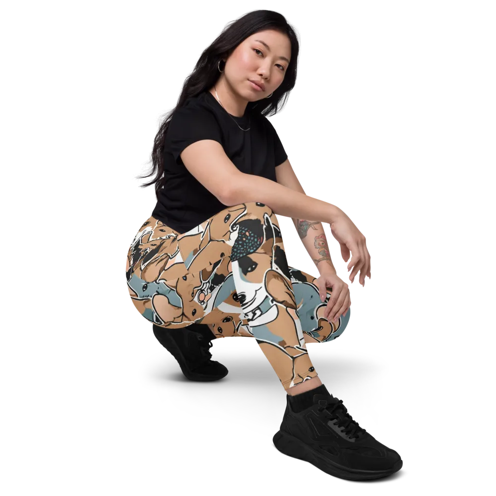 Canine Cabana on Leggings with Pockets — Right Front