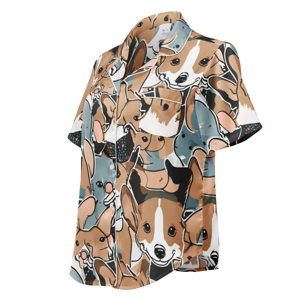 Canine Cabana on Women's Short Sleeve Pajama Top — Left Front