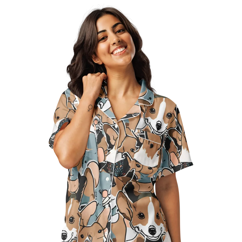 Canine Cabana on Women's Short Sleeve Pajama Top — Front