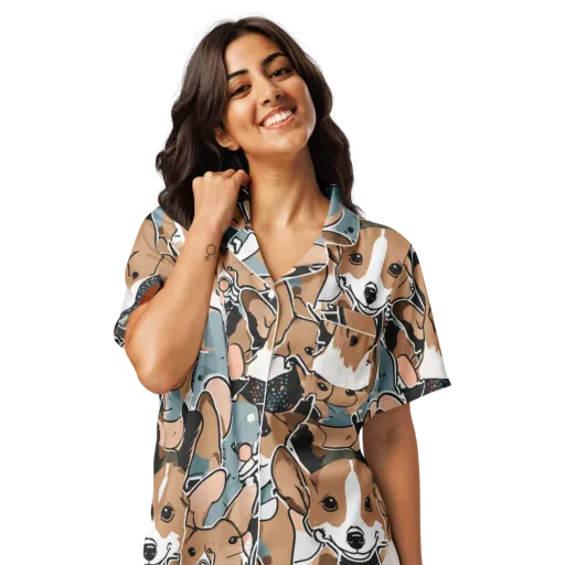 Canine Cabana on a Women's Short Sleeve Pajama Top