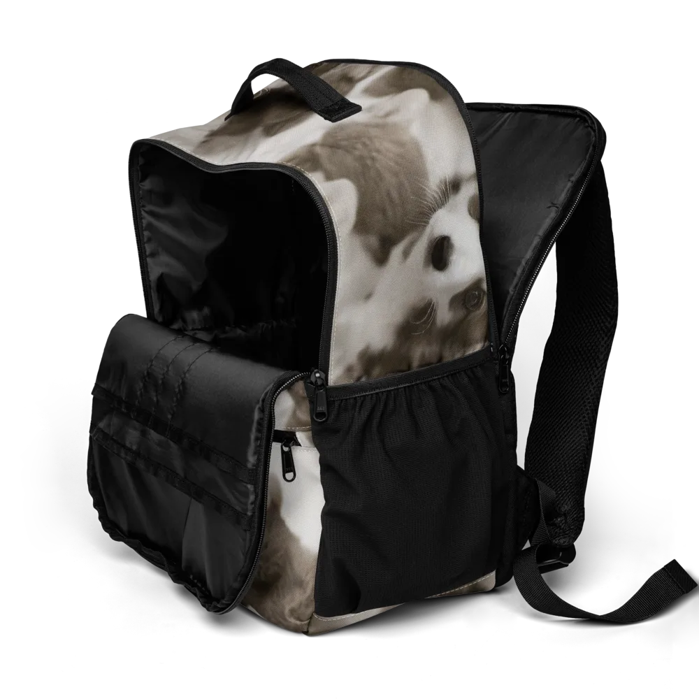Sepia Puppy Parade on Utility Backpack — Product details 2