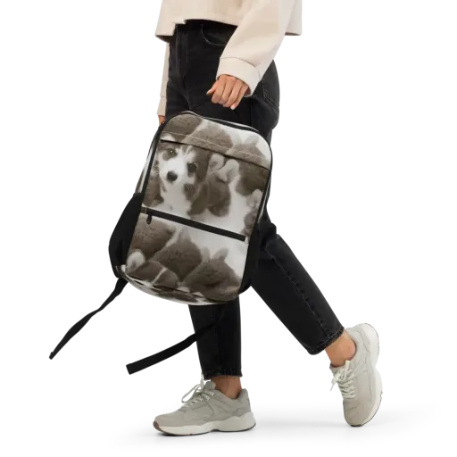 Sepia Puppy Parade on a Utility Backpack