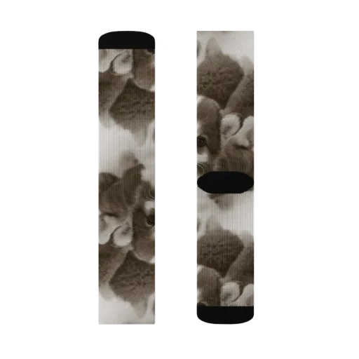 Sepia Puppy Parade on a Socks