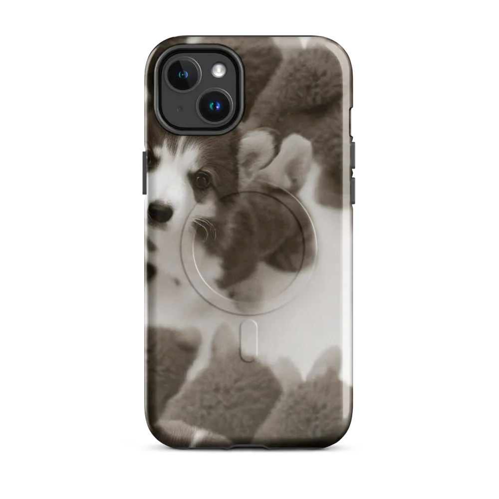 Sepia Puppy Parade on MagSafe Tough Case for iPhone® — Front