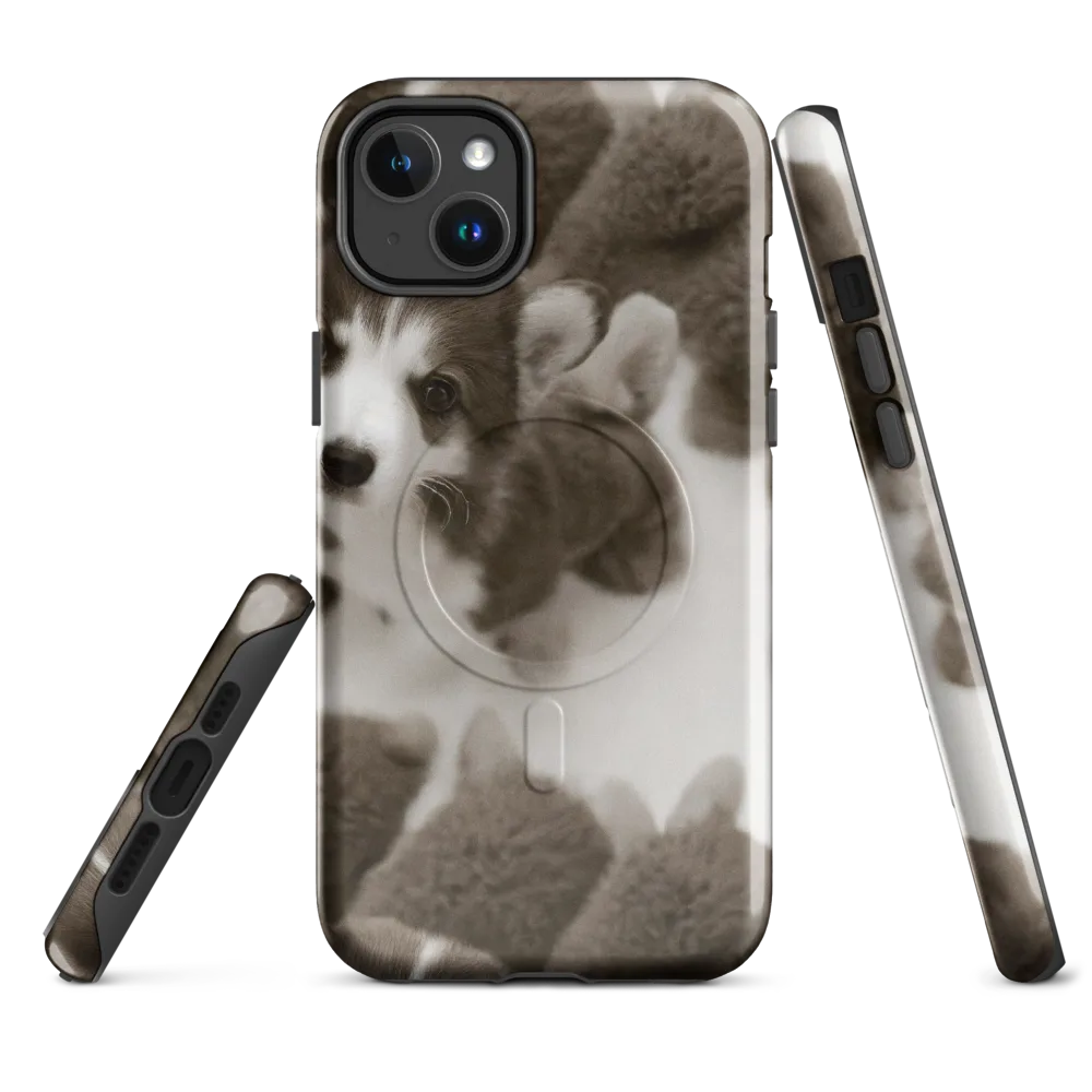 Sepia Puppy Parade on MagSafe Tough Case for iPhone® — Front