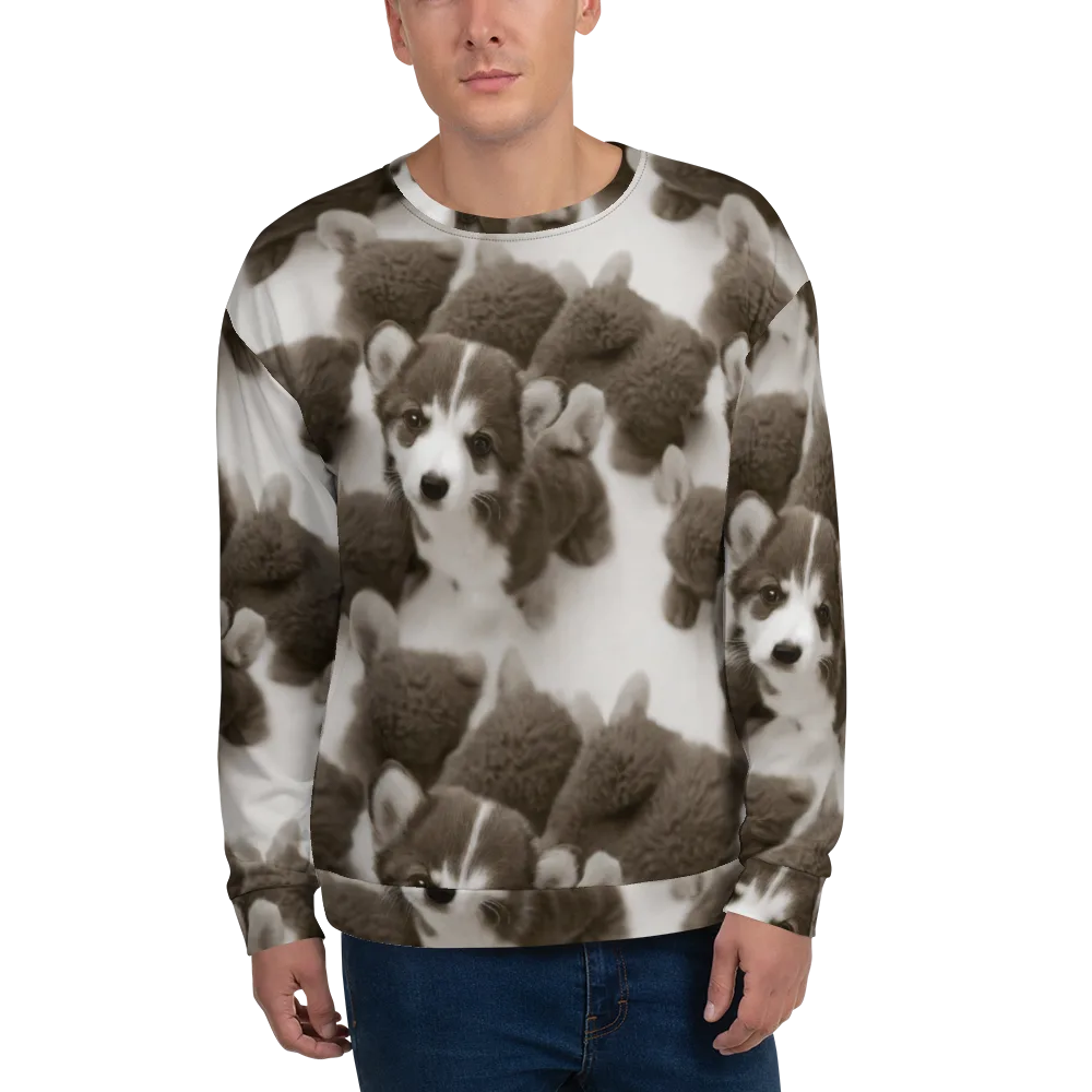 Sepia Puppy Parade on Sweatshirt — Front