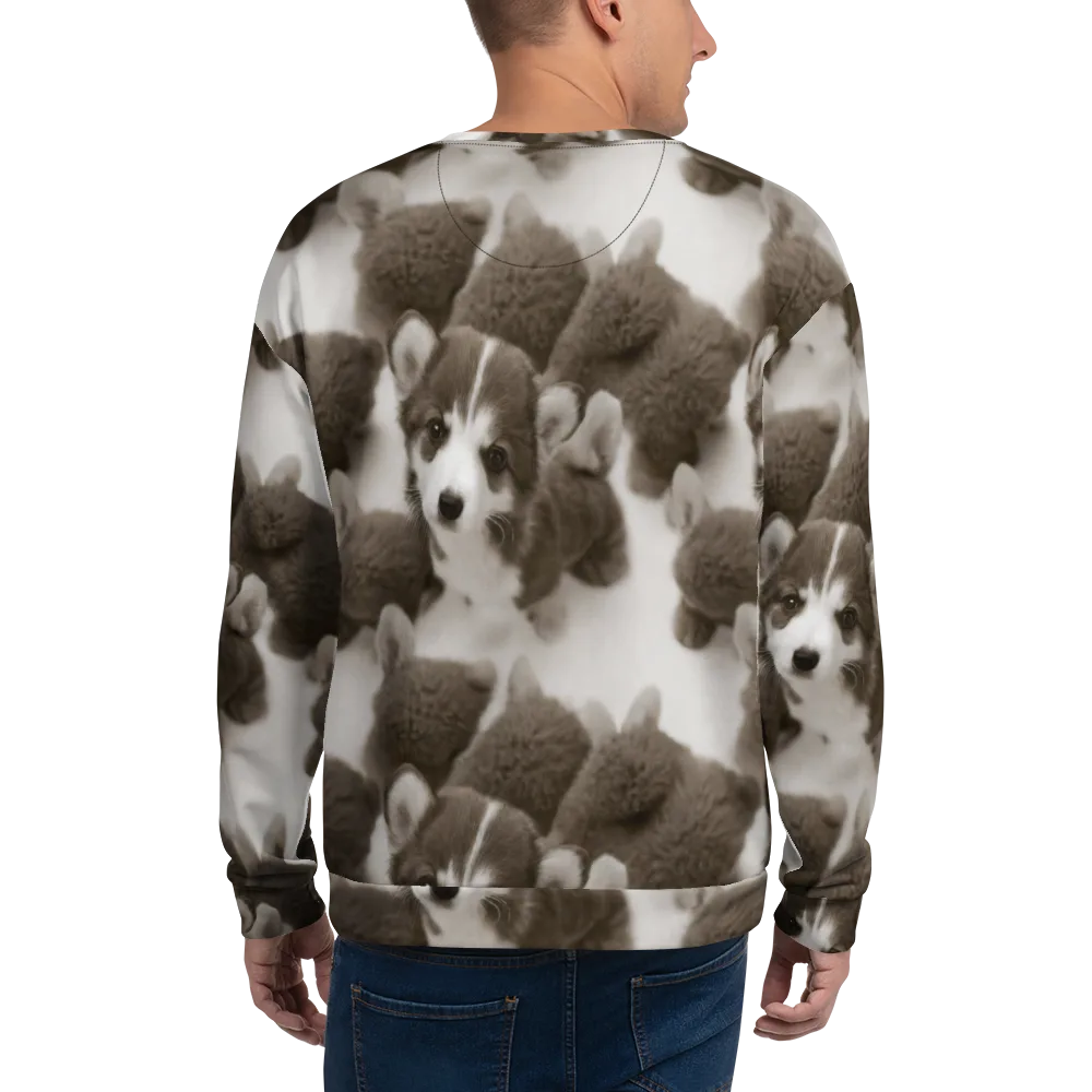Sepia Puppy Parade on Sweatshirt — Back