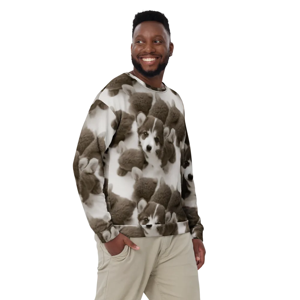 Sepia Puppy Parade on Sweatshirt — Front